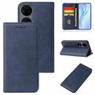 For Huawei P50 Calf Texture Magnetic Flip Leather Phone Case(Blue) - 1