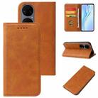 For Huawei P50 Calf Texture Magnetic Flip Leather Phone Case(Khaki) - 1