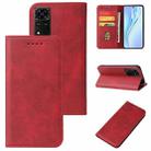 For Honor V40 5G Calf Texture Magnetic Flip Leather Phone Case(Red) - 1