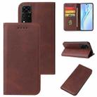 For Honor V40 5G Calf Texture Magnetic Flip Leather Phone Case(Brown) - 1