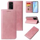 For Honor V40 5G Calf Texture Magnetic Flip Leather Phone Case(Rose Gold) - 1