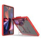 Mutural Transparent Holder Tablet Case For iPad Air 2022/ 2020 10.9(Red) - 1