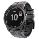 For Garmin Fenix 7 Camouflage Silicone Watch Band(Grey) - 1