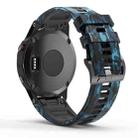 For Garmin Fenix 7X Camouflage Silicone Watch Band(Blue) - 1