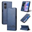 For OPPO A97 5G AZNS Magnetic Calf Texture Leather Phone Case(Dark Blue) - 1