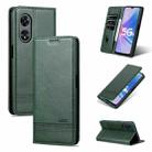 For OPPO A97 5G AZNS Magnetic Calf Texture Leather Phone Case(Dark Green) - 1