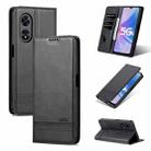 For OPPO A97 5G AZNS Magnetic Calf Texture Leather Phone Case(Black) - 1