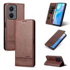 For vivo Y77 5G AZNS Magnetic Calf Texture Leather Phone Case(Dark Brown) - 1