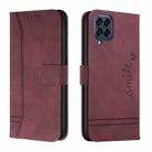 For Samsung Galaxy M33 Retro Skin Feel Horizontal Flip Leather Phone Case(Wine Red) - 1