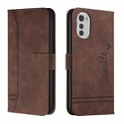 For Motorola Moto E32 Retro Skin Feel Horizontal Flip Leather Phone Case(Coffee) - 1