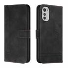 For Motorola Moto E32 Retro Skin Feel Horizontal Flip Leather Phone Case(Black) - 1