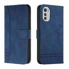 For Motorola Moto E32 Retro Skin Feel Horizontal Flip Leather Phone Case(Blue) - 1