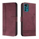 For Motorola Moto G22 Retro Skin Feel Horizontal Flip Leather Phone Case(Wine Red) - 1