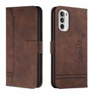 For Motorola Moto G52 Retro Skin Feel Horizontal Flip Leather Phone Case(Coffee) - 1