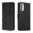 For Motorola Moto G52 Retro Skin Feel Horizontal Flip Leather Phone Case(Black) - 1