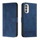 For Motorola Moto G52 Retro Skin Feel Horizontal Flip Leather Phone Case(Blue) - 1