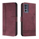 For Motorola Moto G62 5G Retro Skin Feel Horizontal Flip Leather Phone Case(Wine Red) - 1