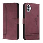 For Nothing Phone 1 Retro Skin Feel Horizontal Flip Leather Phone Case(Wine Red) - 1