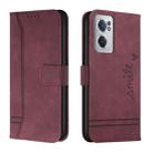 For OnePlus Nord CE 2 5G Retro Skin Feel Horizontal Flip Leather Phone Case(Wine Red) - 1