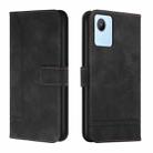 For Realme C30 Retro Skin Feel Horizontal Flip Leather Phone Case(Black) - 1