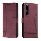 For Sony Xperia 1 IV Retro Skin Feel Horizontal Flip Leather Phone Case(Wine Red) - 1