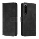 For Sony Xperia 1 IV Retro Skin Feel Horizontal Flip Leather Phone Case(Black) - 1