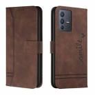 For vivo V23 5G Retro Skin Feel Horizontal Flip Leather Phone Case(Coffee) - 1