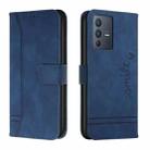 For vivo V23 5G Retro Skin Feel Horizontal Flip Leather Phone Case(Blue) - 1