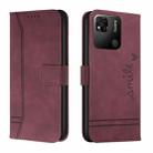 For Xiaomi Redmi 10A Retro Skin Feel Horizontal Flip Leather Phone Case(Wine Red) - 1
