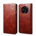 For Honor Magic4 Pro Simple Wax Crazy Horse Texture Leather Phone Case(Brown) - 1