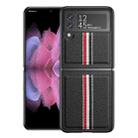 For Samsung Galaxy Z Flip3 5G Litchi Texture Genuine Leather Color Strip Phone Case(Black) - 1