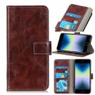 For iPhone SE 2022 / SE 2020 Vintage Crazy Horse PU + + Left and Right Leather Case with Photo Frame & Bracket & Front and Back Buckle(Brown) - 1