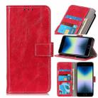 For iPhone SE 2022 / SE 2020 Vintage Crazy Horse PU + + Left and Right Leather Case with Photo Frame & Bracket & Front and Back Buckle(Red) - 1