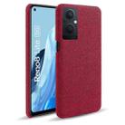 For OPPO Reno8 Lite Cloth Coated Hard Plastic Phone Case(Red) - 1