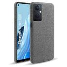 For OPPO Reno8 Lite Cloth Coated Hard Plastic Phone Case(Grey) - 1