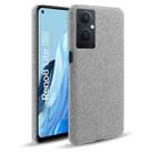 For OPPO Reno8 Lite Cloth Coated Hard Plastic Phone Case(Light Grey) - 1