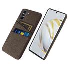 For Huawei nova 10 Cloth Coated Hard Plastic Card Slots Phone Case(Brown) - 1
