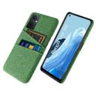 For OPPO Reno8 Lite Cloth Coated Hard Plastic Card Slots Phone Case(Green) - 1