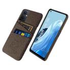 For OPPO Reno8 Lite Cloth Coated Hard Plastic Card Slots Phone Case(Brown) - 1