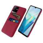 For vivo T2x Cloth Coated Hard Plastic Card Slots Phone Case(Red) - 1