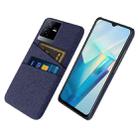 For vivo T2x Cloth Coated Hard Plastic Card Slots Phone Case(Blue) - 1