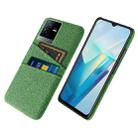 For vivo T2x Cloth Coated Hard Plastic Card Slots Phone Case(Green) - 1