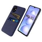 For Xiaomi Poco M4 5G Cloth Coated Hard Plastic Card Slots Phone Case(Blue) - 1