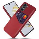 For Huawei nova 10 Pro Cloth Texture PC + PU Leather Back Cover Shockproof Case with Card Slot(Red) - 1