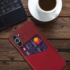 For Huawei nova 10 Pro Cloth Texture PC + PU Leather Back Cover Shockproof Case with Card Slot(Red) - 2