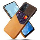 For OPPO Reno8 Lite Cloth Texture PC + PU Leather Back Cover Shockproof Case with Card Slot(Orange) - 1