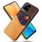 For vivo T2x Cloth Texture PC + PU Leather Back Cover Shockproof Case with Card Slot(Orange) - 1