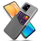 For vivo T2x Cloth Texture PC + PU Leather Back Cover Shockproof Case with Card Slot(Grey) - 1