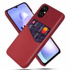 For Xiaomi Poco M4 5G Cloth Texture PC + PU Leather Back Cover Shockproof Case with Card Slot(Red) - 1