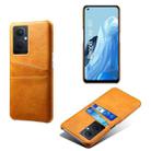 For OPPO Reno8 Lite Calf Texture Card Slots PC+PU Leather Phone Case(Orange) - 1